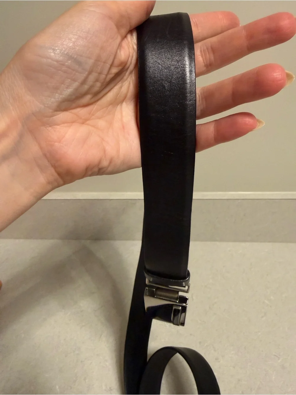 Authentic Men’s Prada Saffiano Black Leather Belt 95 38, Logo Buckle